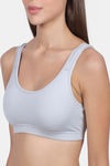 Lady Lyka Cotton Lycra Sports Bra - Light Grey — thumbnail 5